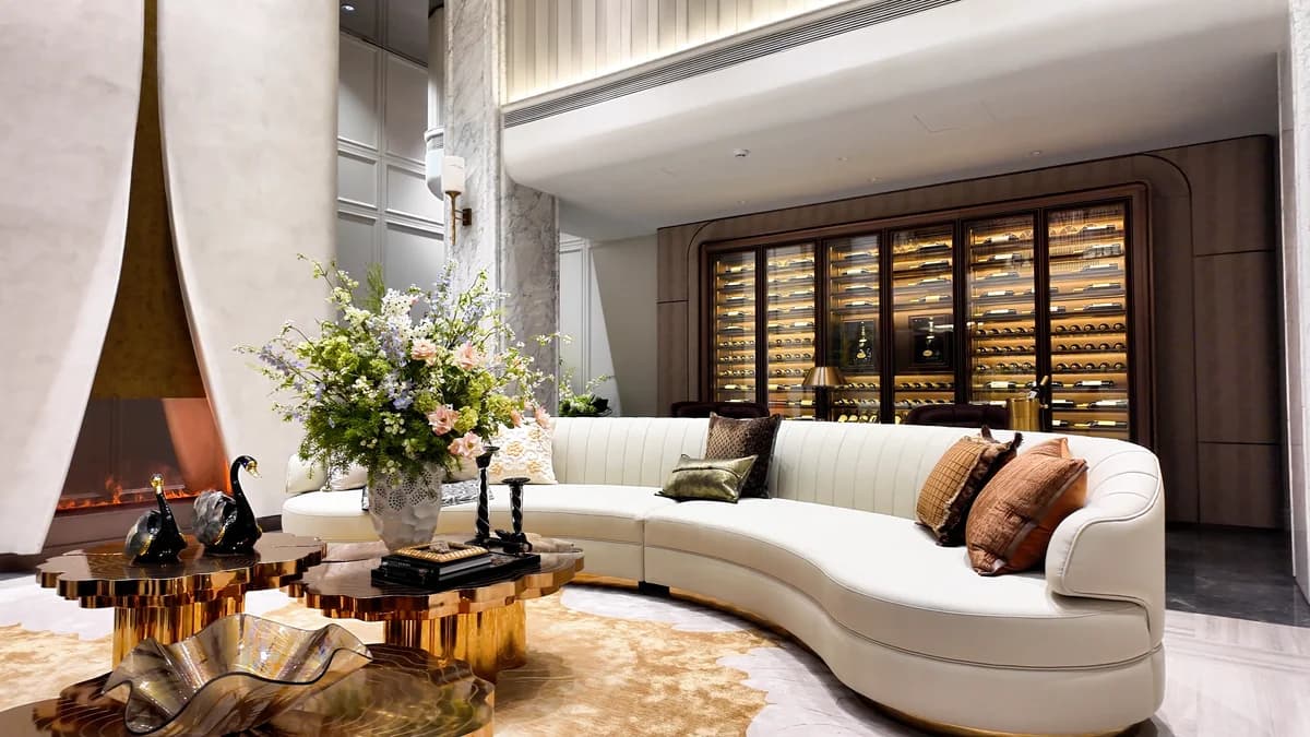 Hangzhou Villa Embedded Leather Wine Cabinet gallery 2